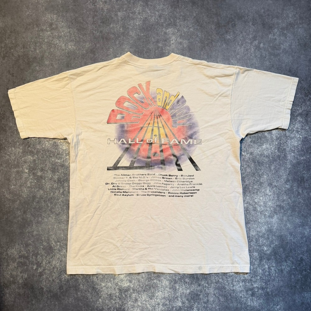 VTG 1995 Rock and Roll Hall of Fame Concert T-Shirt Men XL Cream Single‎ Stitch